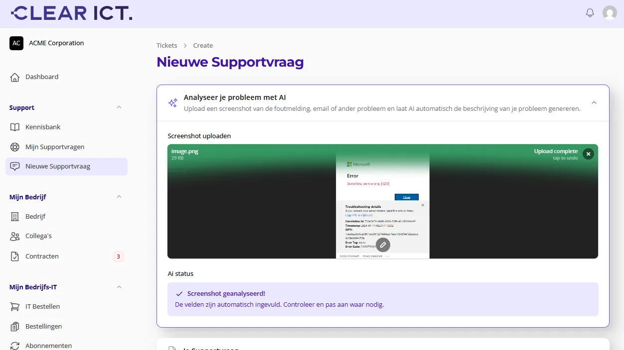 Analyseer je computerprobleem met AI - Clear ICT Portal
